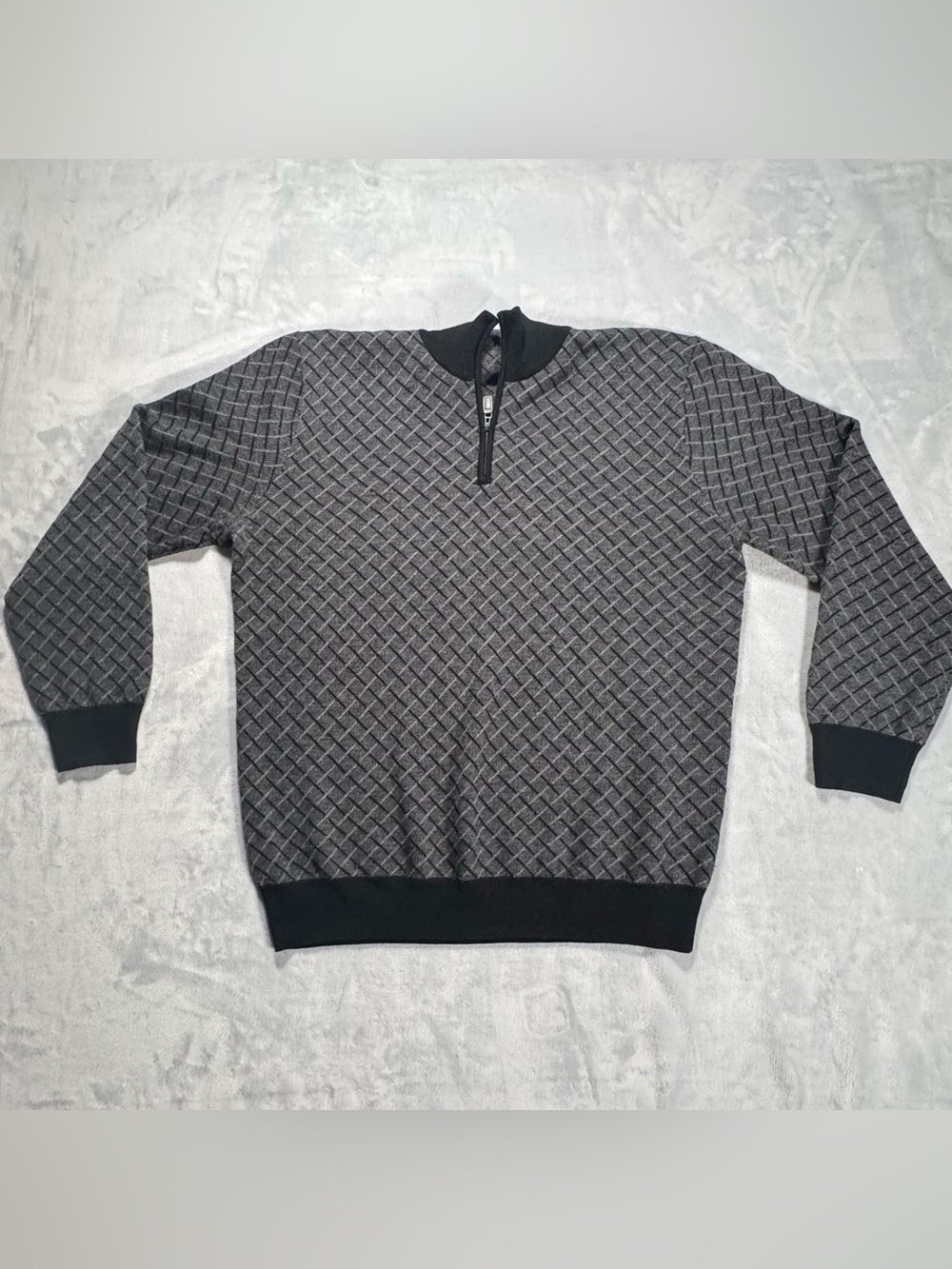 Jos A Bank Signature Collection XXL Merino Wool Quarter Zip Sweater Gray